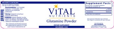 Photo of the Vital Nutrients Glutamine Powder label