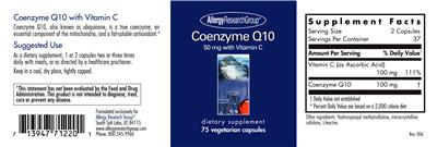 Photo of the Allergy Research Group Coenzyme Q10 50 mg with Vitamin C label