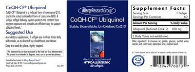 Product label for CoQH-CF Ubiquinol