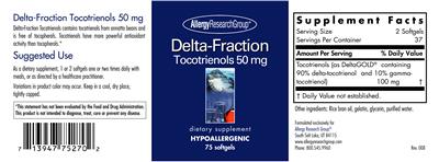 Photo of the Allergy Research Group Delta-Fraction Tocotrienols 50 mg label