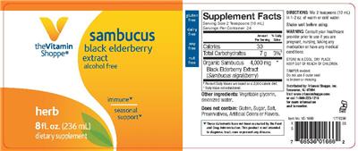Photo of the The Vitamin Shoppe Sambucus Black Elderberry Extract label