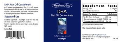 Photo of the Allergy Research Group DHA Fish Oil Concentrate label