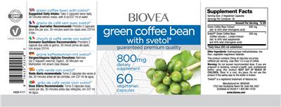 Photo of the BIOVEA Green Coffee Bean with Svetol label