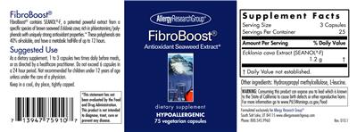 Photo of the Allergy Research Group FibroBoost label