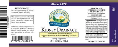 Photo of the Nature's Sunshine Kidney Drainage label