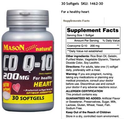 Photo of the Mason Natural Co Q-10 200 mg label