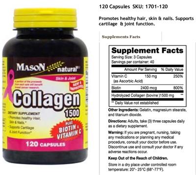 Photo of the Mason Natural Collagen 1500 label