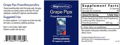 Photo of the Allergy Research Group Grape Pips Proanthocyanidins label