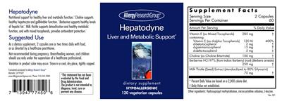 Photo of the Allergy Research Group Hepatodyne label
