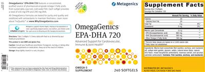 Photo of the Metagenics OmegaGenics EPA-DHA 720 Natural Lemon-Lime Flavor label
