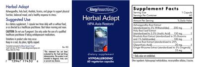 Photo of the Allergy Research Group Herbal Adapt label
