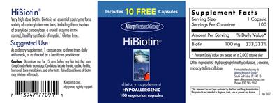 Photo of the Allergy Research Group HiBiotin label