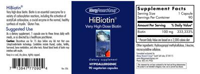Photo of the Allergy Research Group HiBiotin label
