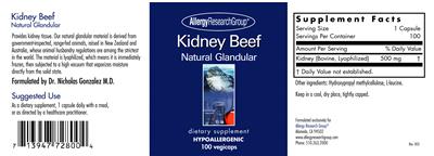 Photo of the Allergy Research Group Kidney Beef label
