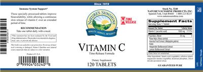 Photo of the Nature's Sunshine Vitamin C Time-Release Formula label