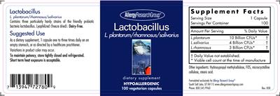 Photo of the Allergy Research Group Lactobacillus label