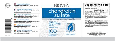 Photo of the BIOVEA Chondroitin Sulfate 250 mg label