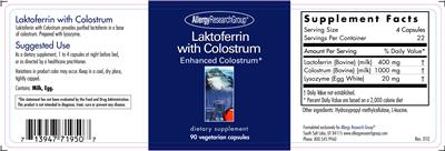 Photo of the Allergy Research Group Laktoferrin with Colostrum label