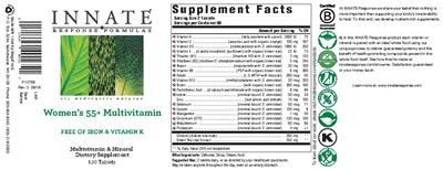 Photo of the Innate Response Formulas Women's 55+ Multivitamin label