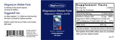 Photo of the Allergy Research Group Magnesium Malate Forte label