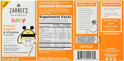 Baby Immune Support & Vitamins Natural Orange Flavor