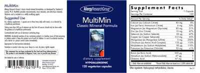 Photo of the Allergy Research Group MultiMin label