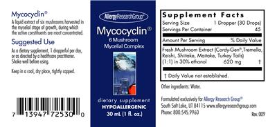 Photo of the Allergy Research Group Mycocyclin label