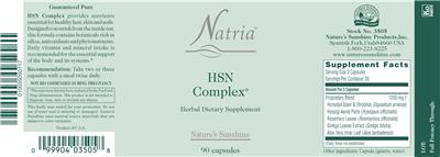 Photo of the Nature's Sunshine Natria HSN Complex label