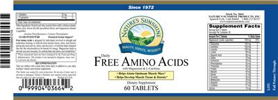 Photo of the Nature's Sunshine Free Amino Acids with Magnesium & L-Carnitine label