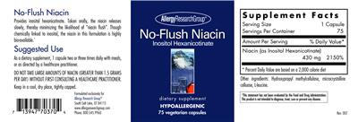 Photo of the Allergy Research Group No-Flush Niacin label