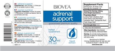 Photo of the BIOVEA Adrenal Support label