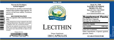 Photo of the Nature's Sunshine Lecithin label