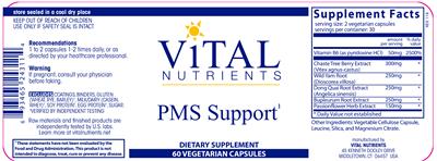 Photo of the Vital Nutrients PMS Support label