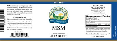 Photo of the Nature's Sunshine MSM label