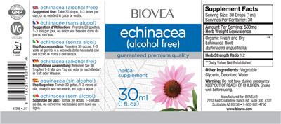 Photo of the BIOVEA Echinacea (Alcohol Free) label