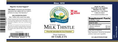 Photo of the Nature's Sunshine Time Release Milk Thistle label