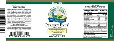 Photo of the Nature's Sunshine Perfect Eyes with Lutein label