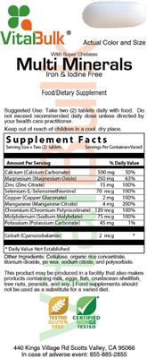 Multi Minerals with Super Chelates Iron & Iodine Free