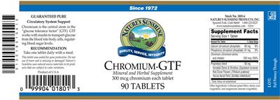 Photo of the Nature's Sunshine Chromium-GTF label
