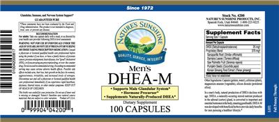 Photo of the Nature's Sunshine Men's DHEA-M label