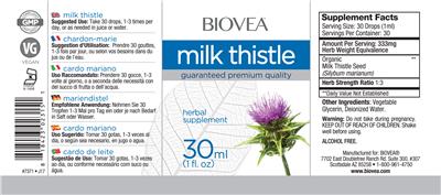 Photo of the BIOVEA Milk Thistle label