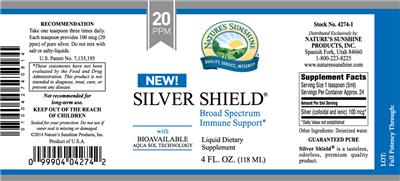 Photo of the Nature's Sunshine Silver Shield with Bioavailable Aqua Sol Technology label