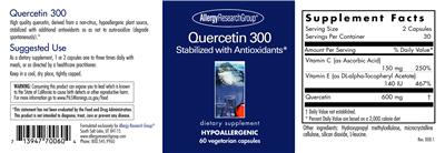 Photo of the Allergy Research Group Quercetin 300 label