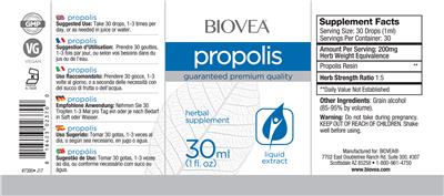 Photo of the BIOVEA Propolis label