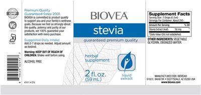 Photo of the BIOVEA Stevia label