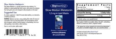 Photo of the Allergy Research Group Slow Motion Melatonin label