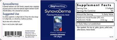 Photo of the Allergy Research Group SynovoDerma label