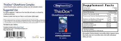 Photo of the Allergy Research Group ThioDox Glutathione Complex label