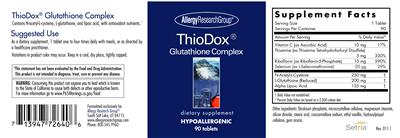 Photo of the Allergy Research Group ThioDox Glutathione Complex label