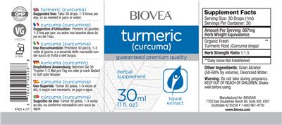 Photo of the BIOVEA Turmeric (Curcuma) label
